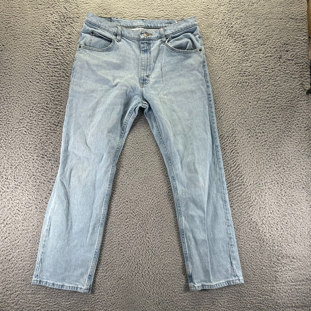 Wrangler Jeans Men's 34x30 Blue Cotton Denim Straight Travel Workwear Stretch